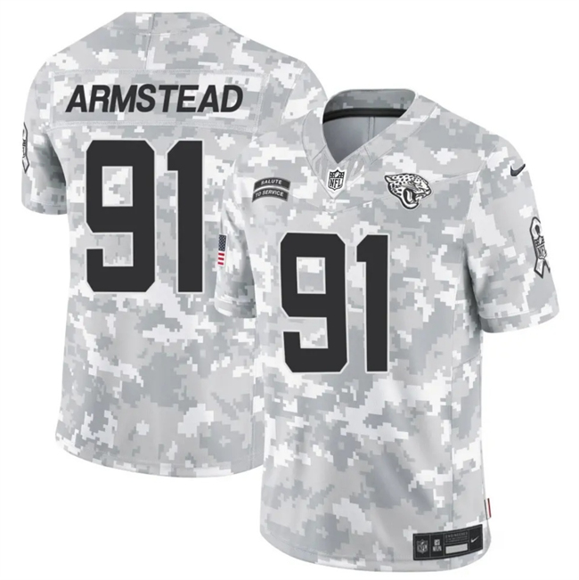 Men's Jacksonville Jaguars #91 Arik Armstead Arctic Camo 2024 F.U.S.E. Salute to Service Limited Football Stitched Jersey